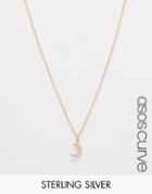 Asos Curve Sterling Silver To The Moon And Back Necklace - Gold Plated