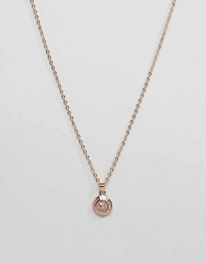 Ted Baker Elvina Enamel Silver Glitter Mini Button Pendant Necklace-gold