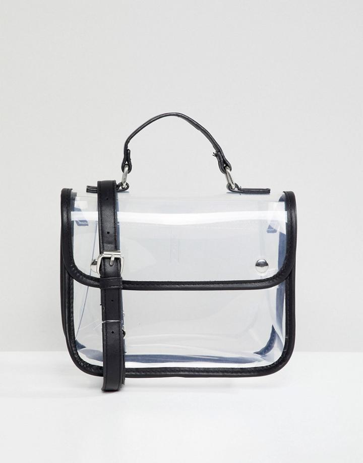 Bershka Clear Cross Body Bag With Black Trim - Black