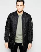 Scotch & Soda All-over Quilted Long Bomber Jacket - Black