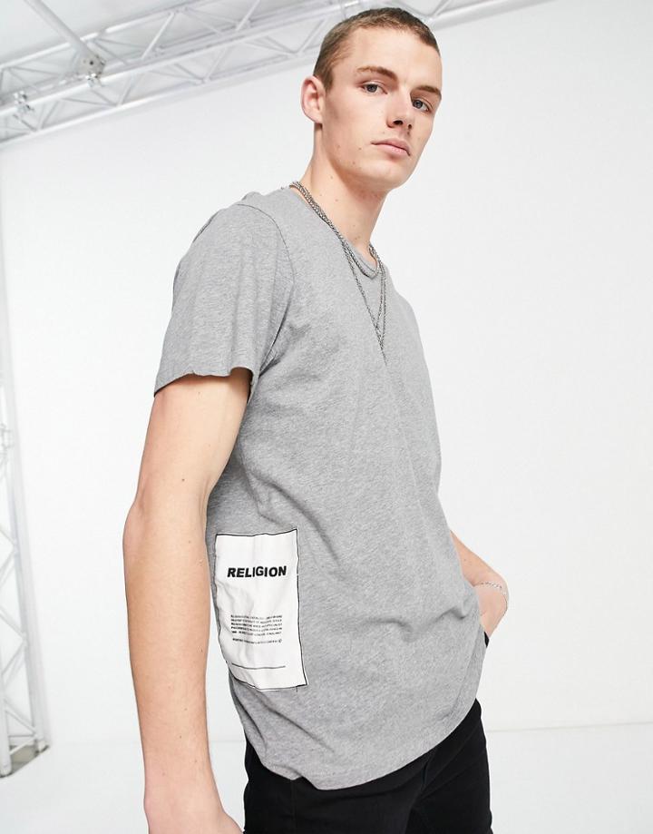 Religion Plain Patch T-shirt In Light Gray-grey