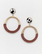 New Look Marble And Wood Hoop Earring In Brown Pattern - Brown