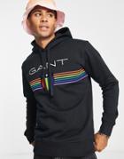 Gant Pride Capsule Stripe Crest Logo Hoodie In Black