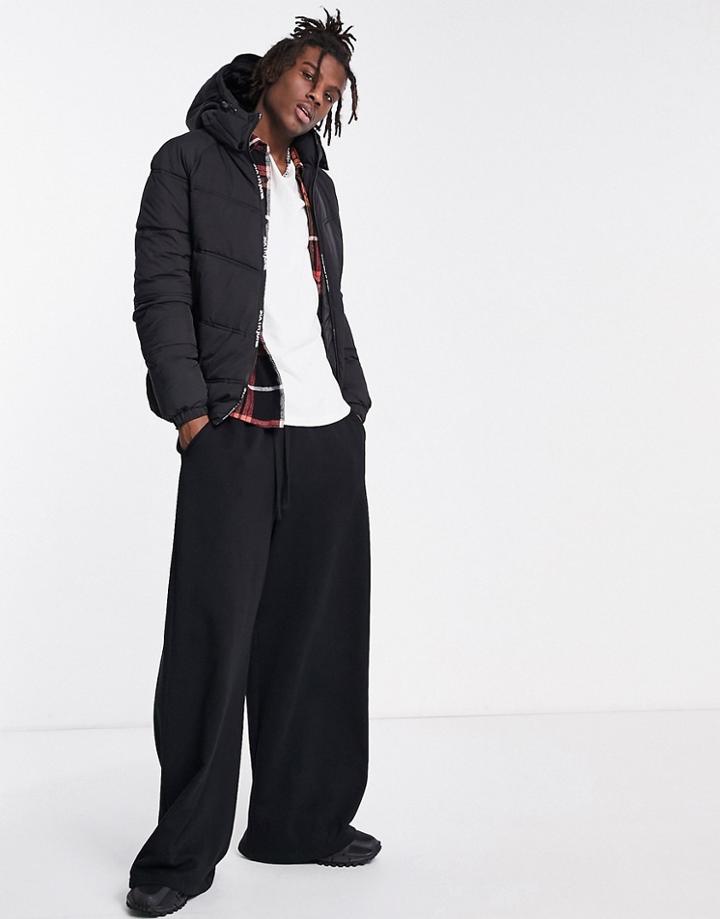 Sixth June Padded Jacket With Branded Zips In Black