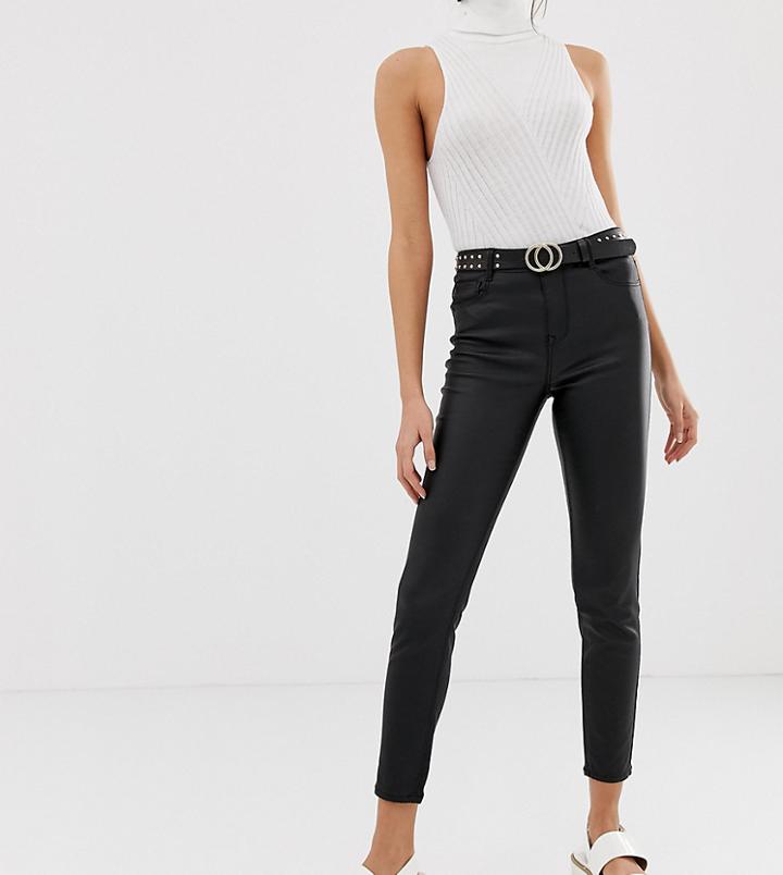 Stradivarius Coated Denim Skinny Jeans In Black - Black