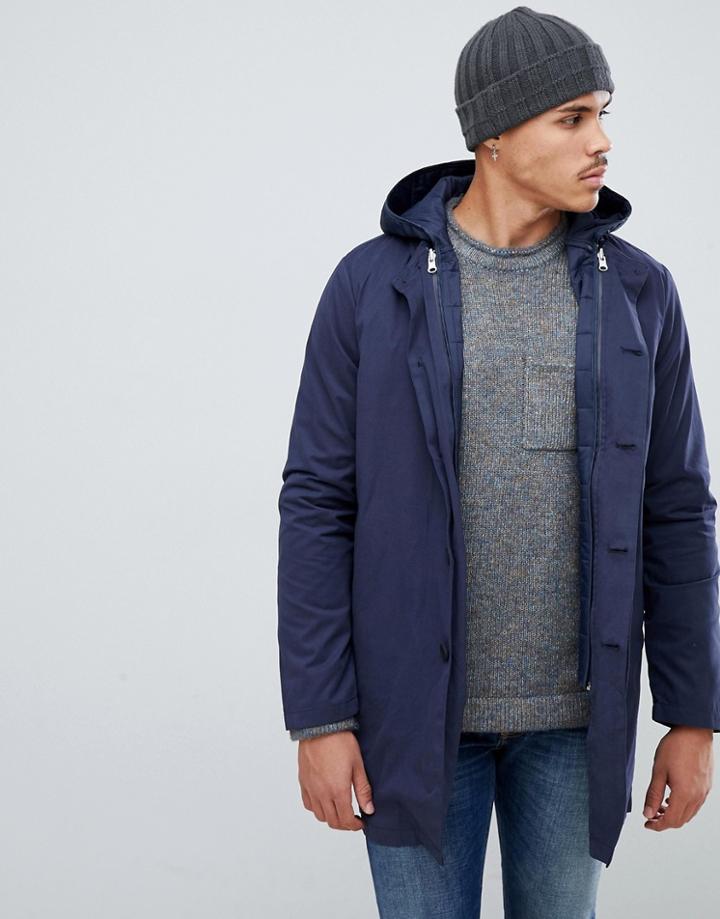 Bellfield Overcoat With Hood - Navy