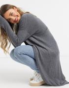 Asos Design Maxi Cardigan In Charcoal-grey