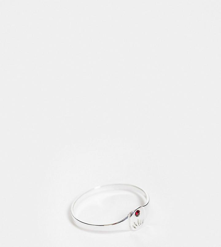 Kingsley Ryan Curve January Birthstone Ring In Sterling Silver With Garnet Crystal