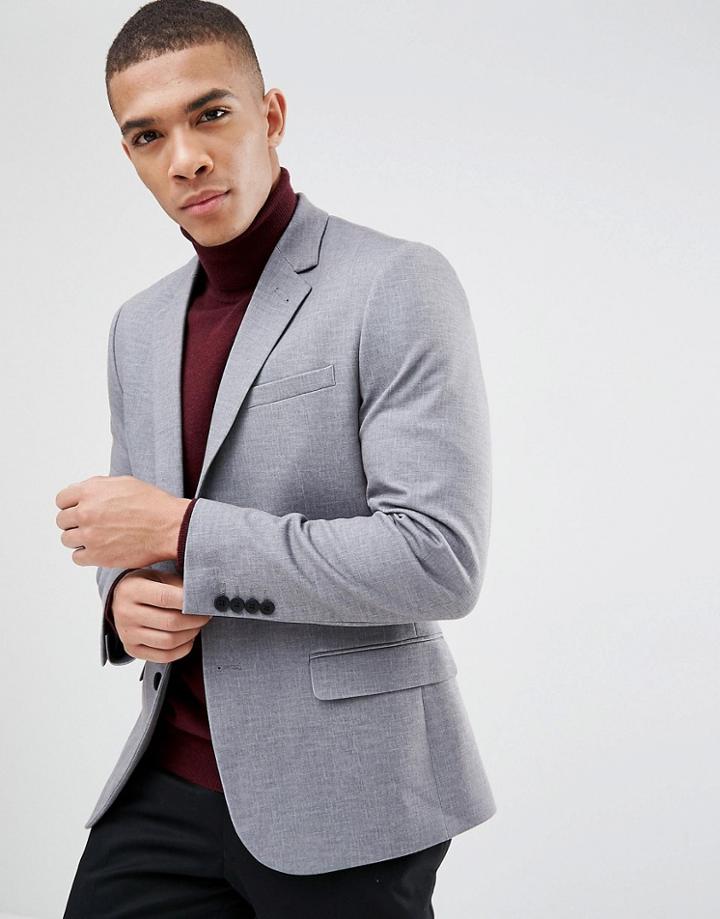 New Look Slim Fit Fleck Blazer In Gray - Gray