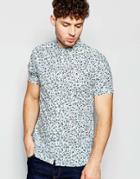 Brave Soul Small Floral Short Sleeve Shirt - Blue
