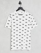 Nike Club All Over Logo Boyfriend T-shirt In White