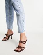 Asos Design North Padded Heeled Mules In Chocolate-brown