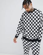 Asos Oversized Sweatshirt In Checkerboard - Black