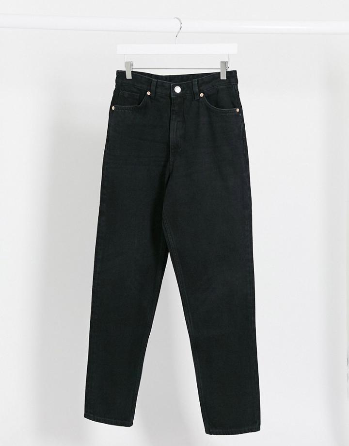 Monki Taiki High Waist Mom Jeans With Organic Cotton In Black