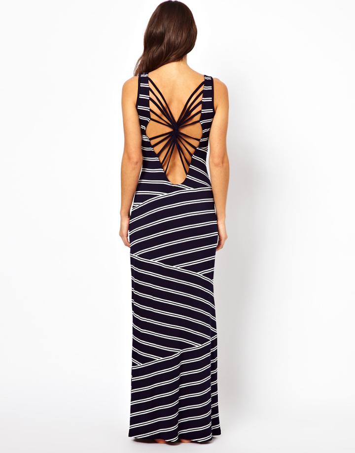 Asos Stripe Twist Back Maxi Beach Dress