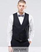 Farah Skinny Tuxedo Double Breasted Vest - Black