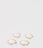 Asos Design Curve Pack Of 4 Rings With Stone And Crystal Details In Gold