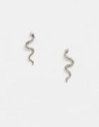 Asos Design Snake Stud Earrings In Silver Tone