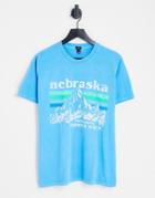River Island Nebraska Canyon T-shirt In Light Blue