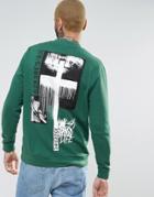 Asos Sweatshirt With Printed Patches - Green