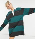 Collusion Stripe Long Sleeve Rugby Dress-multi