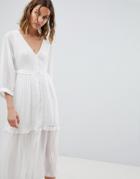 Allsaints Buttonfront Midi Dress In Dobby Spot - White