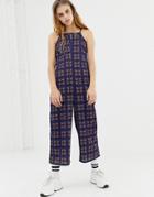 Daisy Street Cami Jumpsuit In Vintage Check - Navy
