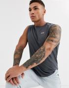 Asos 4505 Icon Running Sleeveless T-shirt With Step Hem And Mesh Panels-gray