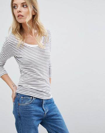 Selected Stripe Top - White