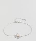 Asos Curve Sterling Silver Faux Rose Quartz Fine Chain Bracelet - Silver