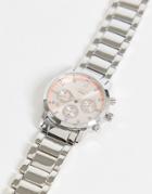 Lipsy Oversized Chain Link Watch In Silver And Pink