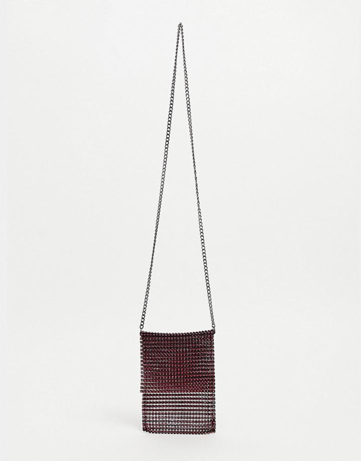 Asos Design Diamante Pouch In Pink