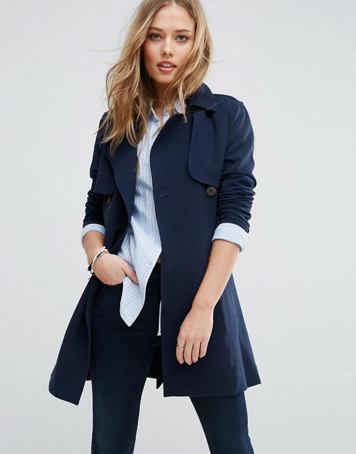 Abercrombie & Fitch Soft Trench Coat - Navy