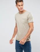 Brave Soul Basic Raw Edge T-shirt - Stone