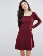 Vila Long Sleeve Skater Dress - Red