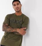 Hugo Dolive204 Large Contrast Logo T-shirt In Khaki Exclusive At Asos-green
