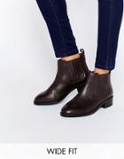 Asos About Time Wide Fit Leather Chelsea Boots - Oxblood