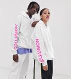 Collusion X Now Loading Unisex Hoodie With Print In White