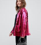 Asos Design Petite Sequin Jacket - Pink