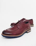 Silver Street Wide Fit Leather Chunky Lace Up Shoe In Burgundy-red