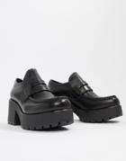 Vagabond Dioon Black Leather Platform Loafer - Black