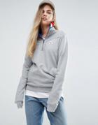 Le Coq Sportif Boyfriend Tricolores Half Zip Sweatshirt - Gray