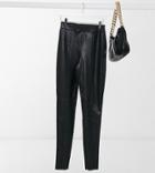 Topshop Tall Faux Leather Pants In Black