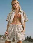 Topshop Coordinating Casual Shirt In White Paisley Print