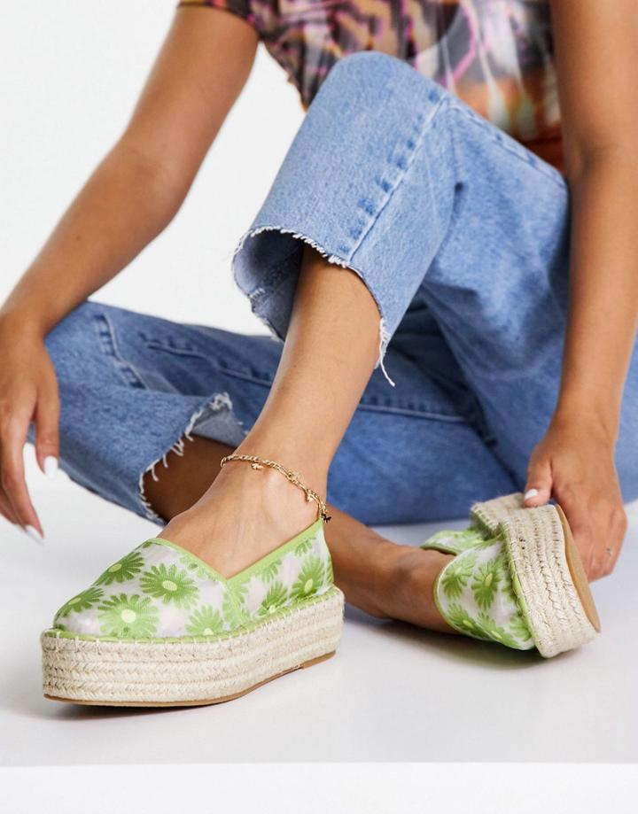 Asos Design July Flatform Espadrilles In Green