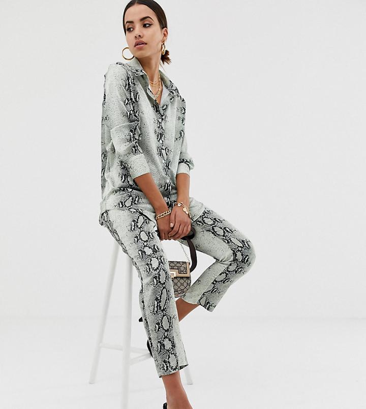 Missguided Slim Satin Pants Two-piece In Gray Snake - Multi