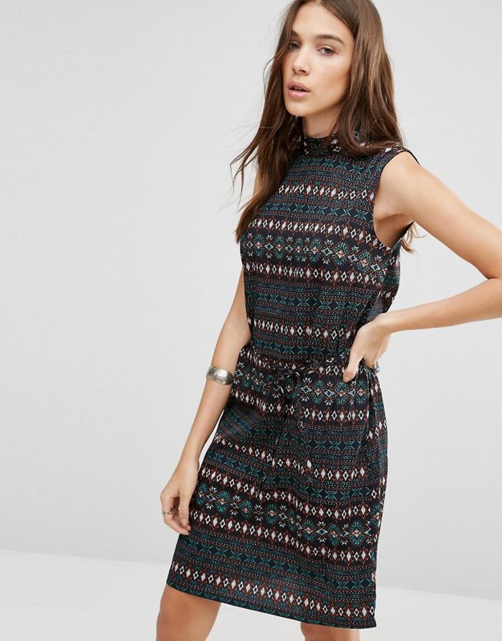 Blend She Alia Printed Mock Neck Dress - Black