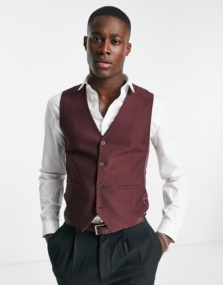 Bolongaro Trevor Skinny Suit Vest In Brown