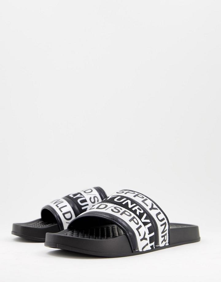 Asos Unrvlld Spply Slides In Black And White