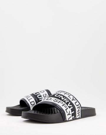 Asos Unrvlld Spply Slides In Black And White